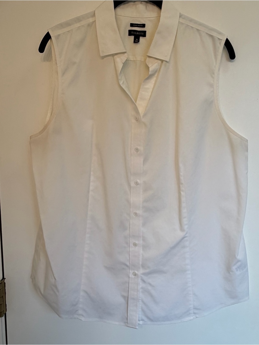 Talbots White Sleeveless Button-Down Blouse